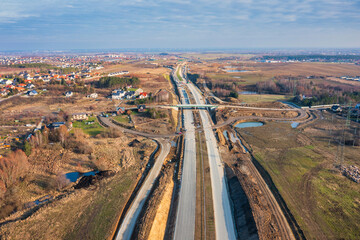 Obraz premium Construction of the new Tricity Metropolitan ring road in Pomerania. Poland