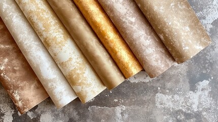 Beige foil texture with a grainy finish, blending yellowish-brown and khaki tones for a warm, gradient metallic look