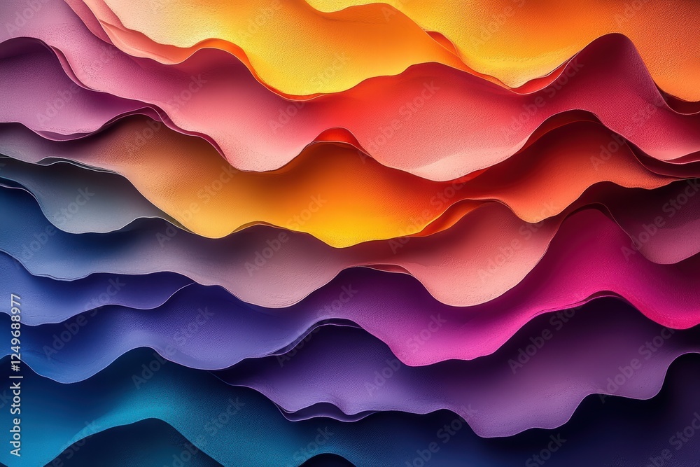 Poster vibrant multicolor gradients create a wave-like texture with soft contours and depth