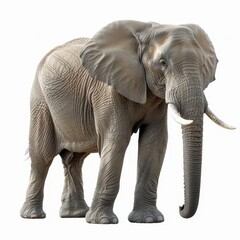 Fototapeta premium Stunning elephant positioned against a bright white background, emphasizing its majestic presence