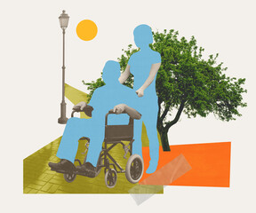 Inclusive Urban Life . Contemporary Art Collage on Accessibility