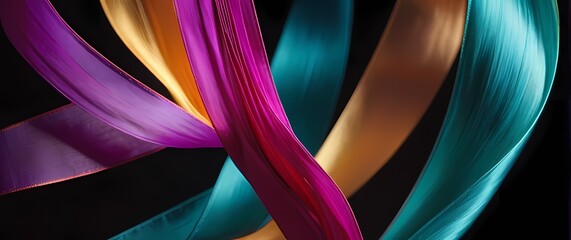 A stunning closeup of vibrant silk ribbons swaying gently in the wind each hue celebrating lifes joyful moments and creative expression