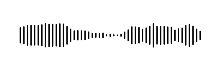 Geometric Sound Wave Pattern in Black and White Vector