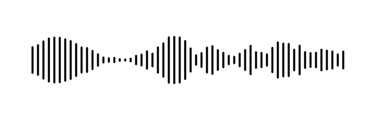 Geometric Sound Wave Pattern in Black and White Vector