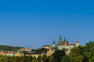 Fototapeta premium View of Prague castle, the Cathedral of St. Vitus from Vltava River. Prague, Czech Republic.