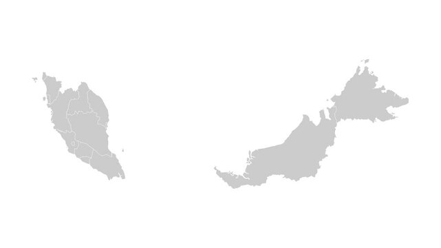 Malaysia map animation. Animation of Connecting all areas into a complete map of Malaysia with borders in the background with an alpha channel. Motion design.