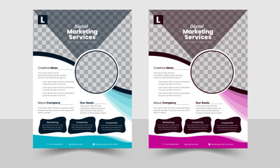 Corporate business flyer template design set with flyer in A4 for design, cover modern layout, annual report, poster, business proposal, promotion, advertisement, publication, cover page. 