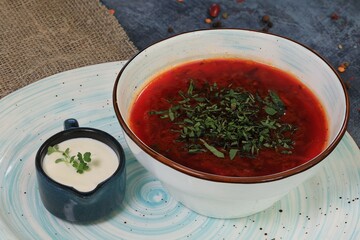 Borscht and Cream with Hessian