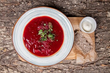 Wooden Borscht with Bread