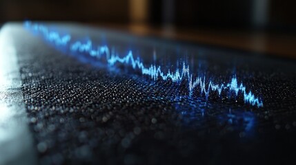 Abstract data visualization of financial chart on surface with blurred background