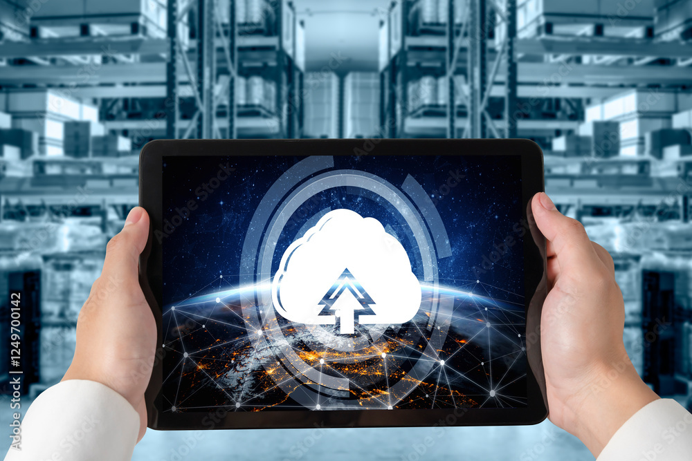 Poster cloud computing software for modish remote work and personal data storage