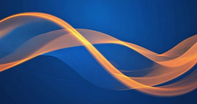 Elegant Abstract Flowing Light Waves on Deep Blue Background &ndash; Motion Graphics