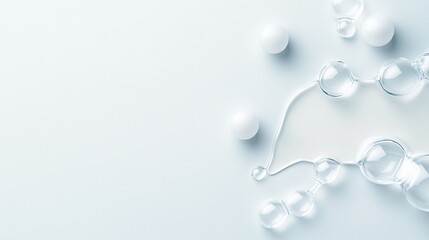 Minimalist Elegance: A serene and minimalist composition featuring white spheres and a shimmering silver garland, creating a backdrop of elegant simplicity, ideal for product displays, branding.