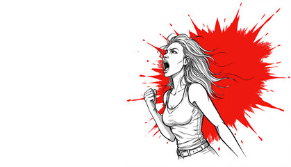 Fototapeta premium Political uprising and social revolution screaming loudly to be heard and ready for change - isolated on white