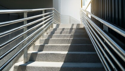 Fototapeta premium 계단 난간을 따라 길게 늘어지는 그림자