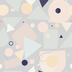 Various geometric shapes, including triangles, circles, and rectangles, arranged in a visually appealing manner. Vector patterns, random pattern