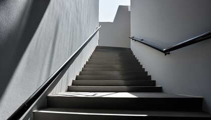Obraz premium 계단 난간을 따라 길게 늘어지는 그림자