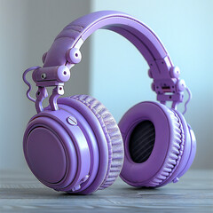 Purple Headphones on White Background