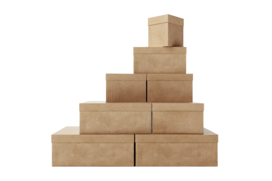 Simple Wooden Box Stairs on a White Background