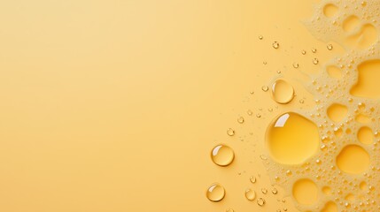 Golden Hour Drops:  A captivating abstract composition of water droplets and soap bubbles, arranged on a luminous yellow backdrop, creating a sense of organic, fluid beauty.