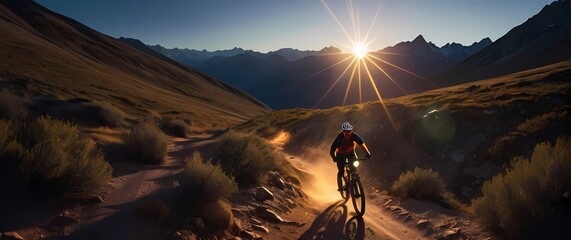 A dynamic scene of mountain biking on rugged trails vivid colors capturing the thrill of adventure in the great outdoors