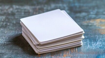 Creative blank card stacks home office photography minimalist design top view inspiration and ideas