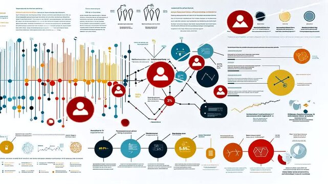 Infographic showing data analysis and social network trends