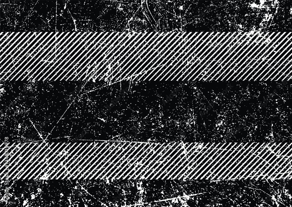 Aufkleber Glitch distorted grunge layer  . Noise destroyed texture . Trendy defect error shapes . Overlay grunge texture . Distressed effect .Vector shapes with a halftone lines screen print texture.