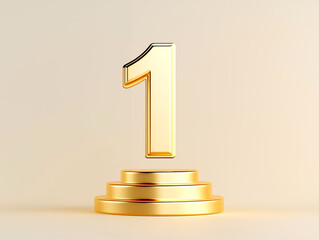 number one trophy on podium with gold accents for winning achievements and celebration