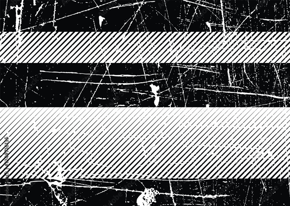 Poster Glitch distorted grunge layer  . Noise destroyed texture . Trendy defect error shapes . Overlay grunge texture . Distressed effect .Vector shapes with a halftone lines screen print texture.