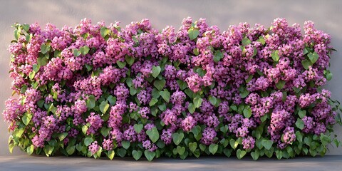 A vibrant display of lush pink flowers interspersed with green leaves, creating a stunning backdrop that brings a cheerful and lively atmosphere to any setting.