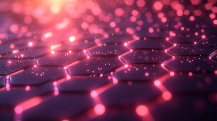 A dynamic neon-themed background featuring glowing triangles and hexagonal patterns. The modern bright tone evokes energy and movement, with blurred empty space on the side for caption placement