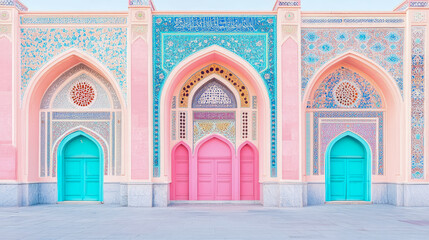 Obraz premium Colorful Ornate Mosque Facade with Intricate Details
