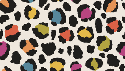 Fototapeta premium Leopard stains background. Seamless pattern with spots of wild big cat.