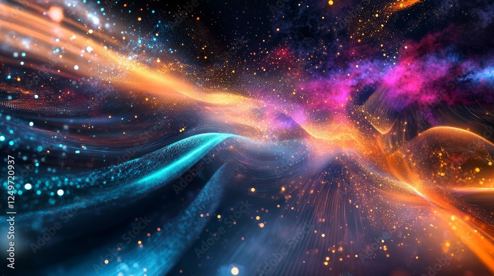 Poster this vibrant digital background highlights advancements in technology, focusing on neural networks a