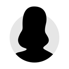 Vector flat illustration in black color. Icons of man and woman. Avatar, user profile, person icon, profile picture. Suitable for social media profiles, icons, screensavers and as a template.