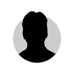 Vector flat illustration in black color. Icons of man and woman. Avatar, user profile, person icon, profile picture. Suitable for social media profiles, icons, screensavers and as a template.