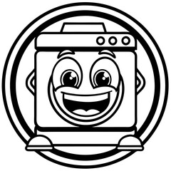 Washing Machine Vector Illustration – Cartoon, Clipart & Line Art Design, Washing machine vector illustration in cartoon, clipart, and line art style on a white background.