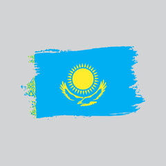 Flag of the kazakhstan in brush shape frame.eps