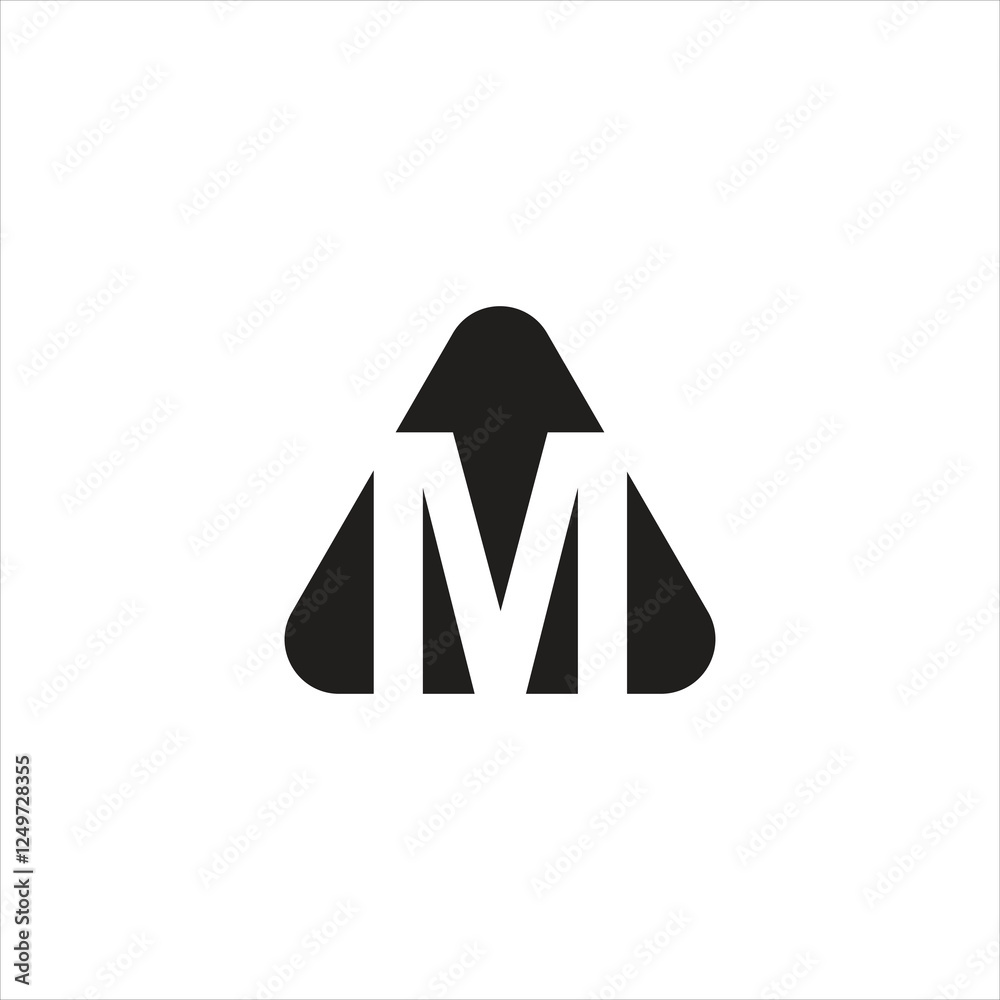 Fototapete letter m initial unique art icon logo design vector monogram, m inside triangle shape and modern bra
