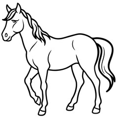 Horse Animal Vector Illustration – Cartoon, Clipart & Line Art Design on White Background, High-quality horse vector illustration, cartoon, clipart & line art design on a white background.