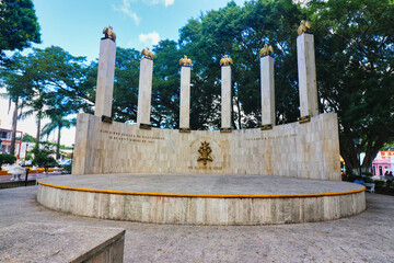 Memorial Monument to the young heroes of the defense of  Chapultepec Castle in 1847 against american forces near the town center of historic Valladolid town,a Pueblo Magico city in Yucatan,Mexico