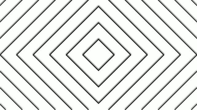 White and black looping geometric diamond pattern animated background