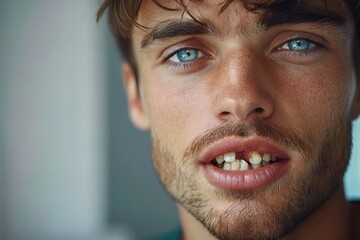 Obraz premium Portrait of a Young Man with a Missing Tooth