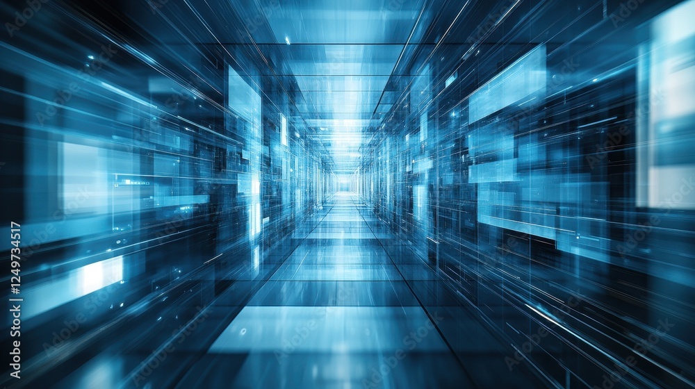 Poster Abstract digital corridor; data flow; technology; background; website banner