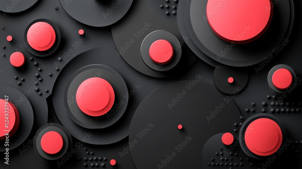 Aufkleber Abstract red and black circles overlap; background texture; design element
