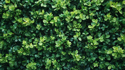 A thuja hedge with a vibrant green texture creates a modern, bright background, symbolizing peace, growth, and natural beauty, offering an empty space for captions and representing calm amid chaos