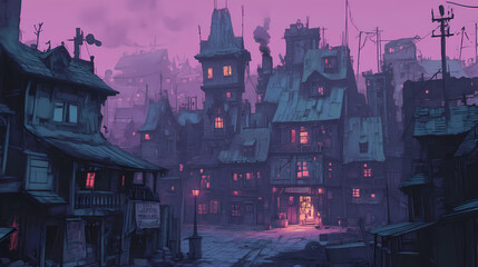 Obraz premium Halloween ghost town. Ghost Towns & Abandoned Places. Illustration