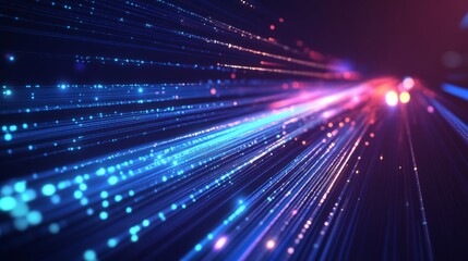 Fototapeta premium Abstract Glowing Lines Digital Art - Futuristic Network Design