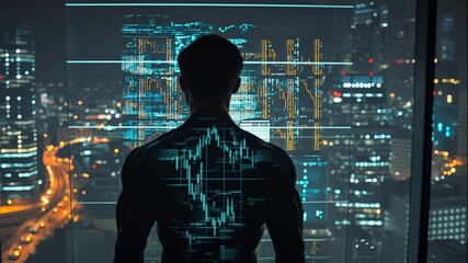 Night City Skyline View From Highrise Window - Powered by Adobe